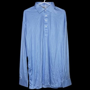 Collars & Co Poloshirt Herren XL Blau Hahnentritt Langarm Kleid Kragen Neu ohne Etikett - Bild 1 von 9