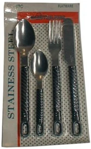 Juego de cubiertos de 4 piezas cuchillo tenedor sopa cuchara de té acero inoxidable mango de plástico - Imagen 1 de 9