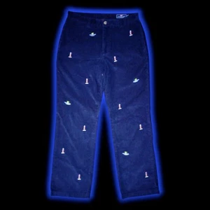 VINEYARD VINES Vintage Boat Lighthouse All Over Corduroy Pants 90s Navy 32x32 - Picture 1 of 5