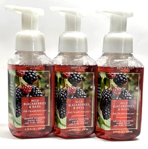 3 BATH BODY WORKS WILD BLACKBERRIES & BASIL GENTLE FOAMING HAND SOAP 8.75 FL OZ - Picture 1 of 3