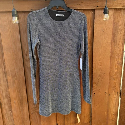 Reformation Riley Dress Sparkle Glitter Silver Size Medium NWT - Image 1 of 4