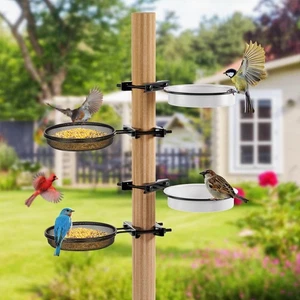 2 Pack Bird Feeder for Railing Pole, Bird Bath Feeding Station Kit with Water... - Foto 1 di 6