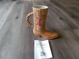 COLLECTIBLE BUDWEISER COWBOY BOOT STEIN MUG 8 INCH TALL - Picture 1 of 3