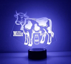 Cow Night Light - Personalized FREE - LED Desk LAMP. 16 Color With Remote. - Picture 1 of 8
