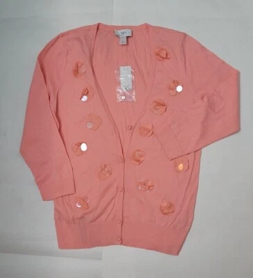 Nuevo con etiquetas Cárdigan Ann Taylor LOFT Mujer Rosa S Flores Aplicaciones  Foto 1 de 3