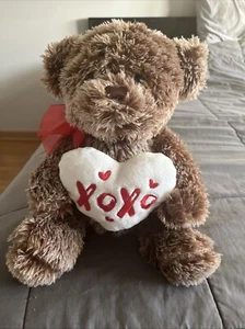 *Brand New* Valentines Day Teddy Bear Plush Red Ribbon And Heart 12 Inches - Picture 1 of 6