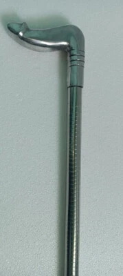 Bastone da passeggio tattico in acciaio inox manico testa pene AL argento vin... - Immagine 1 di 4