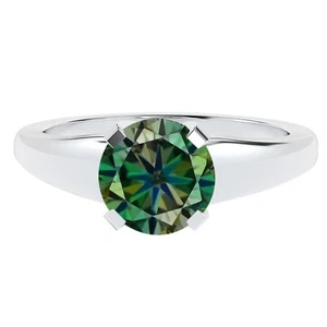 2,85Kt Runden Form 100% Natürlich Grünlich Gelb Diamant Damen Ring Im 585er Gold - Bild 1 von 3