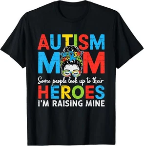 Autism Mom Raising Hero Funny Autism Awareness Mama Mother T-Shirt Hoodie - Picture 1 of 11