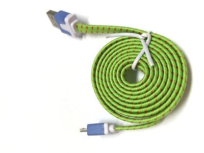 3/6/10 FT braided flat Micro USB Charging cable for Android Devices Samsung, LG - Image 1 of 2