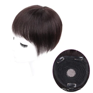 100% Human Hair Topper Toupee Clip Hairpiece Bangs Mono Lace Top Wig For Women - Picture 1 of 6