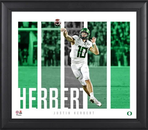 Justin Herbert Oregon Ducks Framed 15x17 Player Panel Collage Cover