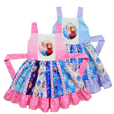 Vestido de princesa Anna&Elsa meninas boutique Frozen sem mangas babado vestido giratório - Imagem 1 de 4
