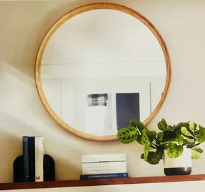 26" Classic Wood Round Mirror Natural - Threshold - Picture 1 of 4