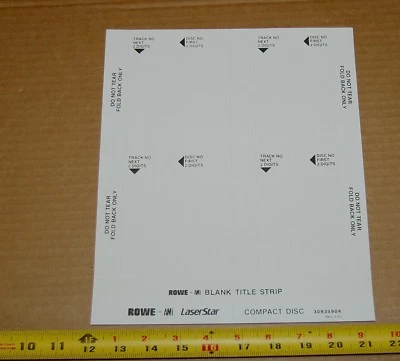 Rowe AMI CD-100 jukebox full sheets of blank title strip cards, 25 x 4 = 100  - Image 1 of 4