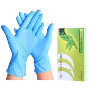 Guantes desechables de examen/limpieza médica azul nitrilo sin látex en polvo, EE. UU. - Imagen 1 de 6
