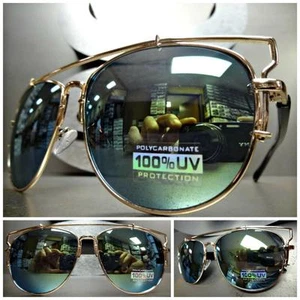 Men or Women Classy Elegant Modern RETRO Style SUNGLASSES Gold Frame Mirror Lens - Bild 1 von 11