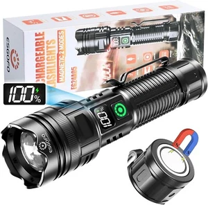 Rechargeable Flashlights High Lumens 2000 2 Modes High/Low, Super Bright Magneti - Picture 1 of 8
