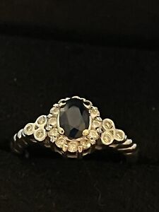 Le Vian 14K White Gold blueberry Sapphire Vanilla Diamond Engagement Ring Sz 4.5