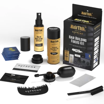 Supreme Trimmer Hair Building Fibers & Holding Spray 9-in-1 Kit | 25G Black - Image 1 of 4