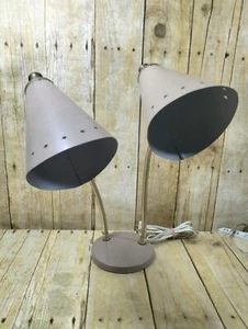 MCM Doppelarm Atom Schwanenhals Schreibtischlampe Metall Stern Lochschirme Holzknöpfe - Bild 1 von 11