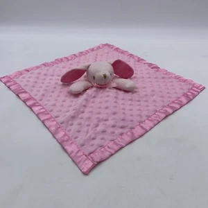 Pink Puppy Dog Lovey Security Blanket Puffy Dots Satin Back Edge Baby Plush Girl - Picture 1 of 7