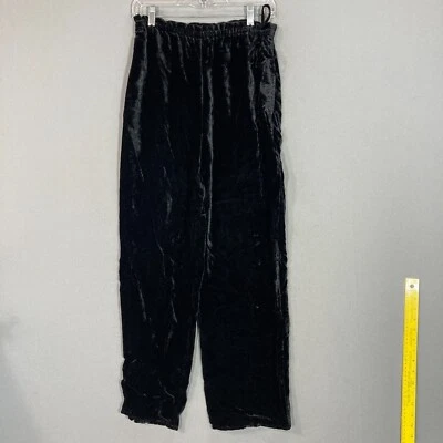 Pantalones de terciopelo pequeños J Jill para mujer S negros pierna recta cintura elástica bolsillos con lazo Foto 1 de 4