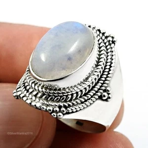 Naturale Arcobaleno Luna 925 Argento Sterling Alla Moda Cocktail Mamma Anello - Foto 1 di 8