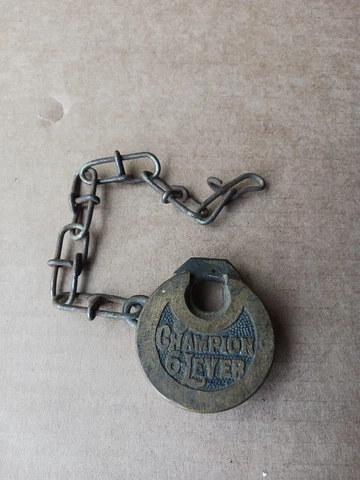 Antique 6 Six Lever Push Key Pancake Padlock Miller Lock Co Champion No Key Cover