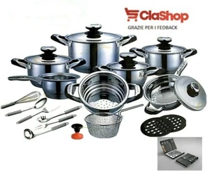 SET PENTOLE 23 PEZZI A.M.C PROFESSIONAL INDUZIONE+OMAGGIO SET COLTELLI - Foto 1 di 3