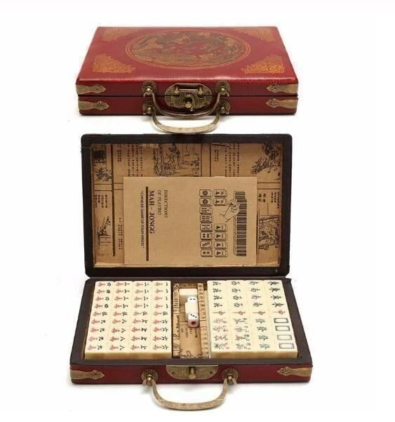 NEW Mahjong game box with 144 tiles Mah Jongg Chinese brettspiele - Image 1 of 4