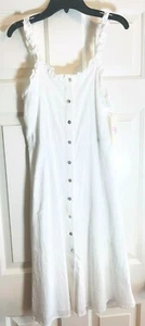GB Girls Gianni Bini Sun dress L White ruffle neck lined Beach photos NWT $65 - Picture 1 of 6