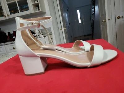 SANDALIA BRAH Blanca Naomi 2" Tacón Bloque Correa de Tobillo Ajustable * Talla 11 Nueva Foto 1 de 4