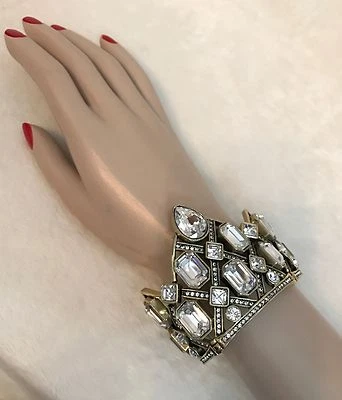 Heidi Daus "Many Shades of Fabulous" White Crystal Link Bracelet - Size S/M, 7" - Image 1 of 4