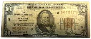 1929 $50 NEW YORK NATIONAL CURRENCY NOTE CIRCULATED!! B00325627A - Picture 1 of 2