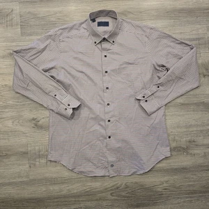 David Donahue Oberhemd Herren XL blau kariert Langarm Button Down 100% Baumwolle - Bild 1 von 16