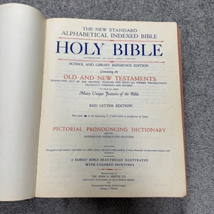 Vintage 1955 Holy Bible New Standard Reference Red Letter Ed Blue Ribbon Large - Bild 1 von 10