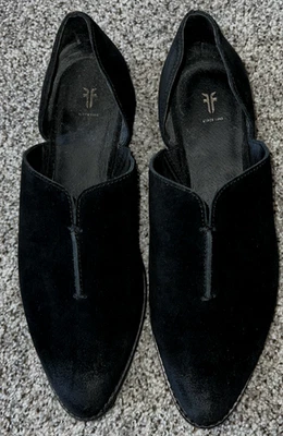 Mujeres Talla 8.5 Frye and Co Fenn D’Orsay Negro Gamuza Zapatos Planos Sin Cordones Punta Almendra Foto 1 de 4