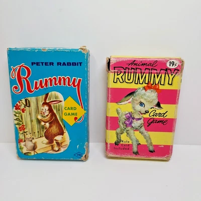 Juegos de cartas vintage Animal Rummy (completo) y Peter Rabbit (incompleto) Whitman Foto 1 de 4