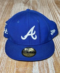 Atlanta Braves New Era 59FIFTY Fitted Hat Cap ATL Hoe Baby D Size 7 1/8 Blue - Picture 1 of 14