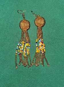 Handmade African Beaded Earrings Spiral - Picture 1 of 2