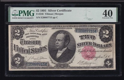 US 1891 $2 Windom Silver Certificate Note FR 246 PMG 40 Ch XF (715) - Image 1 of 2