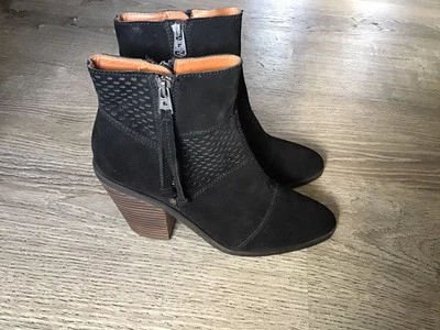 Botines Lucky Brand para mujer Ramsés talla 8,5 M negros al tobillo gamuza cremallera bloque Foto 1 de 4