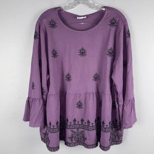 J. Jill Pure Jill Top 2x lila bestickt Volant Babydoll Glockenärmel - Bild 1 von 7