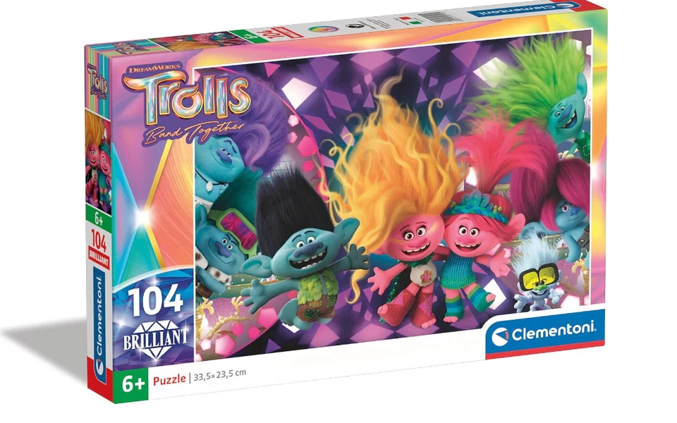 Clementoni - Brillante Puzzle Trolls 3 - 104 Piezas, Para Niños 6 Años, Foto 1 de 1