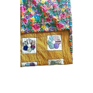 Vtg Handmade Quilt Double Sided Reversible Grandmother Floral Dresden 82.5”x80.5 - Picture 1 of 8