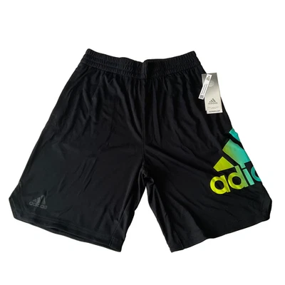 Adidas Shorts Boys Size L 14/16 Black Stretch Waist Pockets Drawstring Aeroready - Image 1 of 4