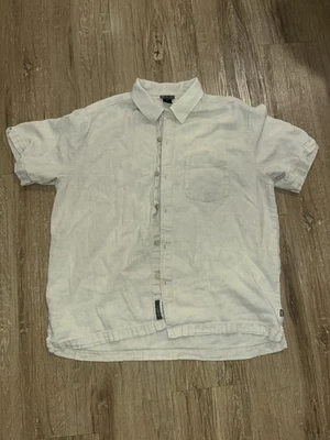 REI Hemp Blend Organic Cotton Button Up Shirt Mens L Beige Short Sleeve Casual - Image 1 of 4