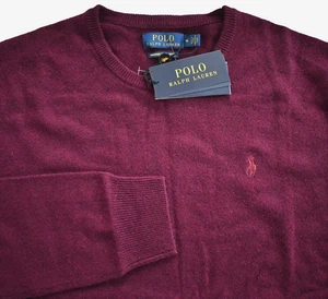 New POLO RALPH LAUREN Burgundy 100% CASHMERE Knit Men's Crewneck Sweater M - Picture 1 of 6