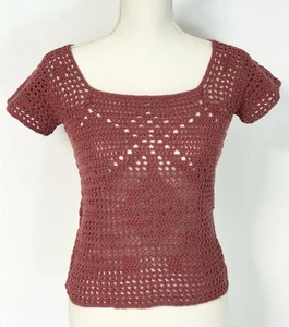 Handarbeit gehäkelt rosa Crop Top klein Vintage Boho - Bild 1 von 4